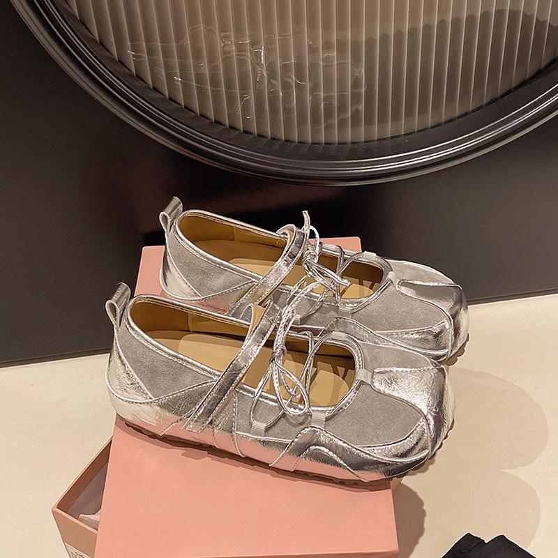 Туфли на плоской подошве с открытым носом Мэри Джейн балетки женские 2025 летние повседневные спортивные новые немецкие тренировочные туфли на плоской подошве Форрест Гамп кеды