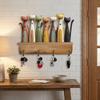 Colorful Cat Wooden Key Hanger Retro Design with 4 Hooks Animal Key Holder 2D Flat Wall-Mounted Key Holder Bedroom