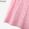 ZANZEA Women Casual V-Neck Cape Sleeve Lace Crochet Patchwork Summer Tank Tops