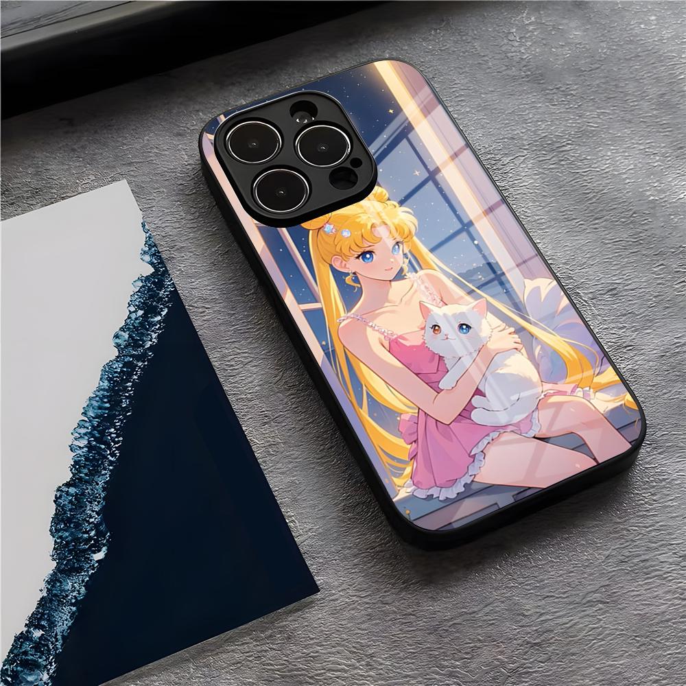 Anime S-Sailor Moon Phone Case For IPhone 17 Pro Max 15 Pro 16 14 Plus 12 13 Mini 11 Pro Shockproof Glass Cover