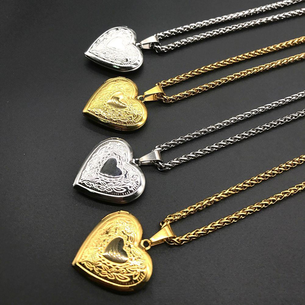 Men Women Lover Jewelry Friend Photo Picture Locket Heart Shaped Necklace Pendant