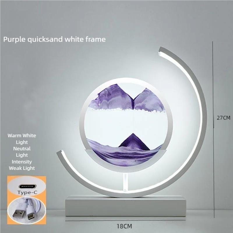 Светодиодная настольная лампа Moving Sand Art Quicksand Night Light 3D Sandscape Песочные часы Прикроватные лампы Текучая песчаная живопись Домашний декор Подарки