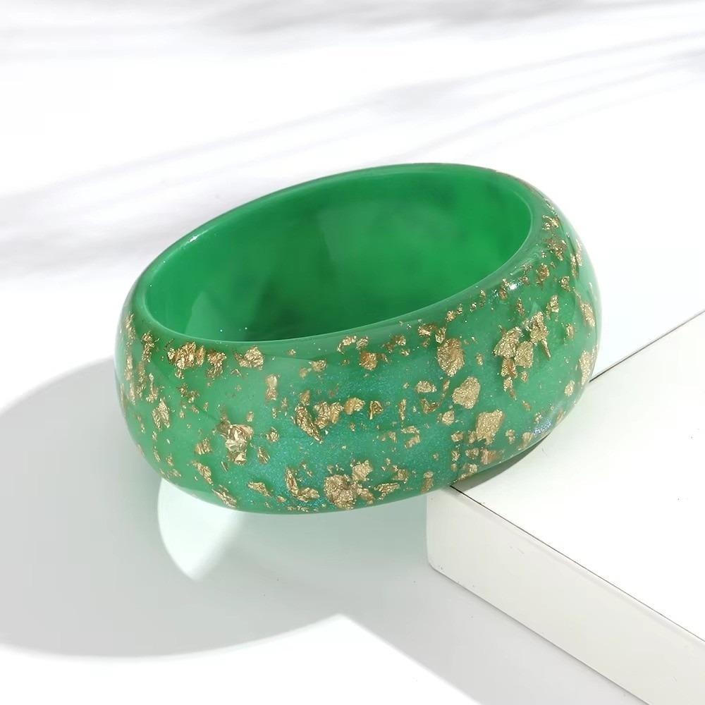 Gold Foil Round Bangles Glitter Resin Bangles Trendy Wide Bangles for Women