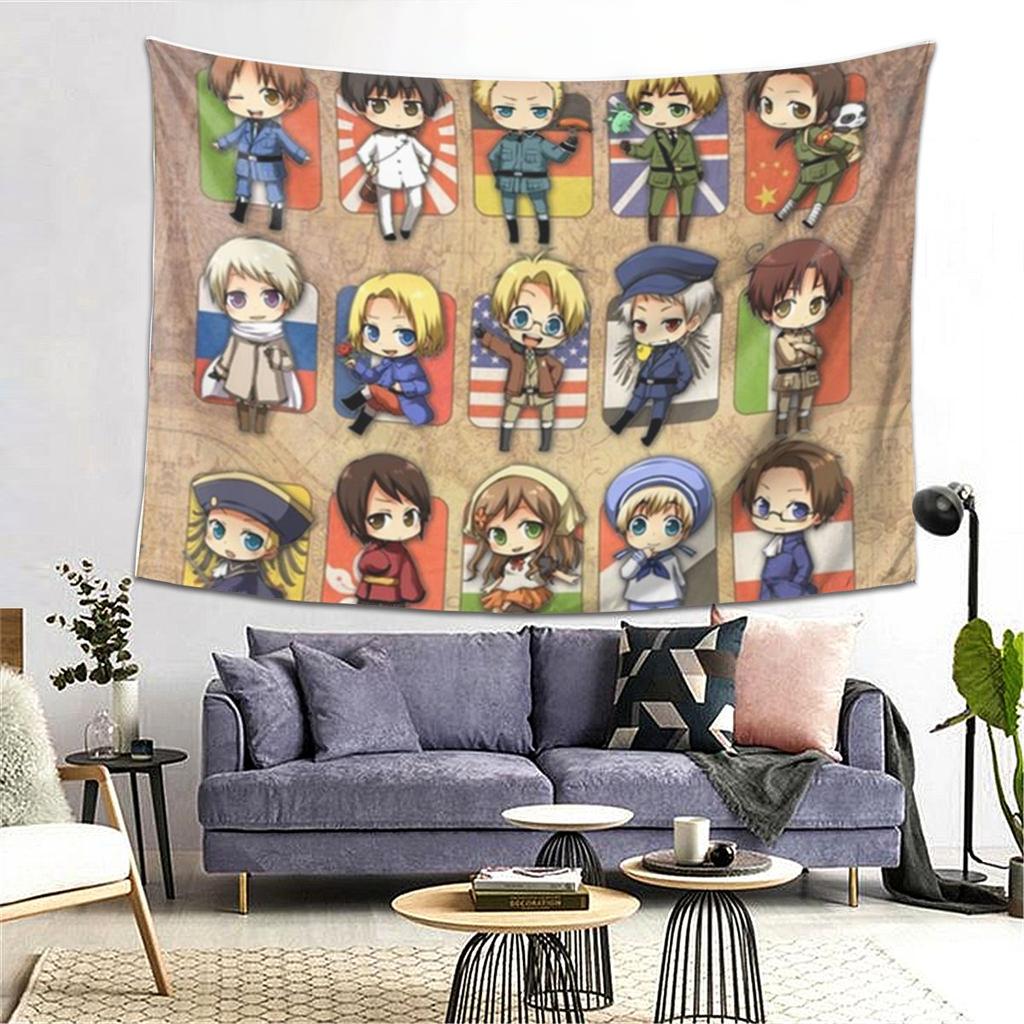 Групповой Гобелен Hetalia Настенное Полотно Эстетичное Украшение Дома Гобелены для Комнаты в Общежитии
