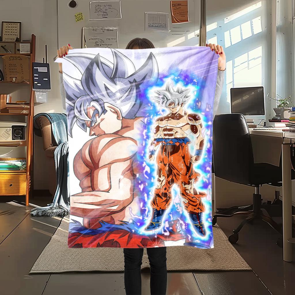 1 шт. Фланелевое одеяло с принтом Dragon Ball Super, Высокое качество, Для всех сезонов, Декор для дома, Тепло и уют, Идеально для рождественских подарков