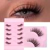 5 Pairs Half Eey Lashes Faux Mink Lashes Transparent Stems Natural Fluffy Manga Eyelashes  Extension Fake Lashes Makeup Tool