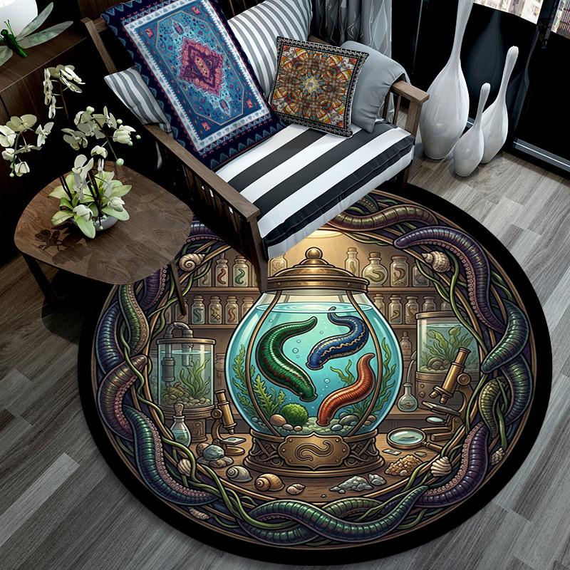 Oceanic Specimen Study Round Area Rug Under Office Chairs Bedroom Living Room Home Decor