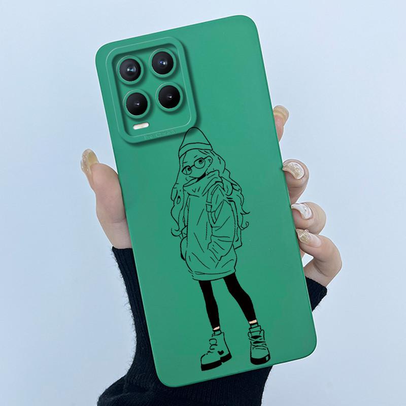 Phone Case For Realme 8 Pro 8i 8S 4G 5G Case Lovely Cartoon Flower Liquid Silicone Soft Shockproof Back Cover For Realme8 Bumper