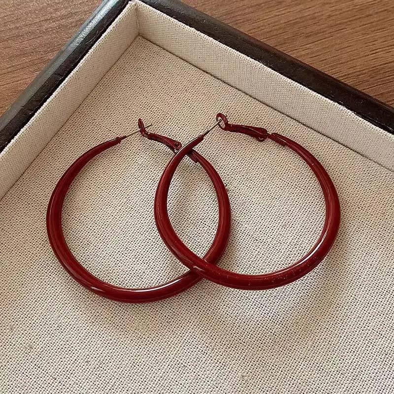 Большие круглые серьги-кольца Ankela Red для женщин, модные простые гиперболические геометрические круглые серьги-кольца, ювелирные изделия Brincos Bijoux Gift