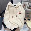 Korean Style Cute Embroidered Dog Hoodie for Women - Retro, Age-Reducing Fleece Jacket for Autumn/Winter