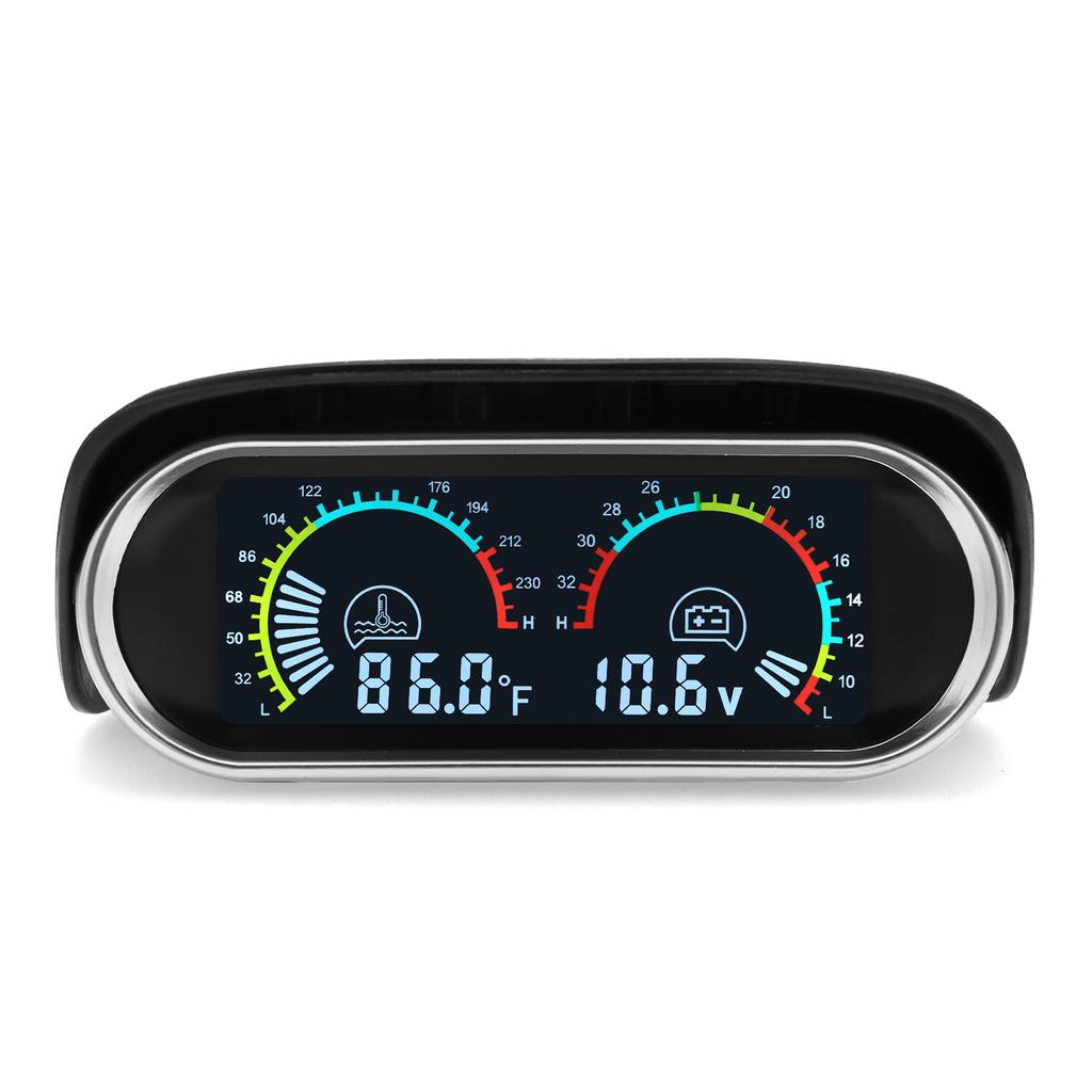 2 In 1 Horizotal Gauge Universal Truck Car Digital Water Temperature Gauge+Voltage Set Meter with 10mm Sensor 12/24V For Car