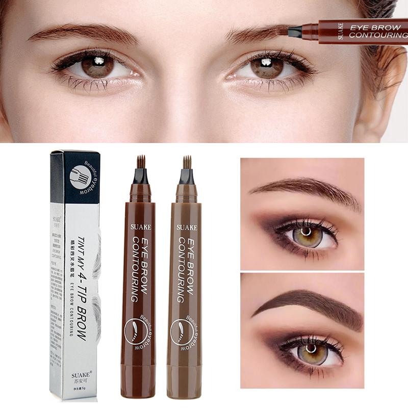 4-Fork Eyebrow Pencil Make-up for Women Non-Fading Black Dark Brown Liquid Cejas Maquillaje Profesional Alta Calidad For Eyebrow
