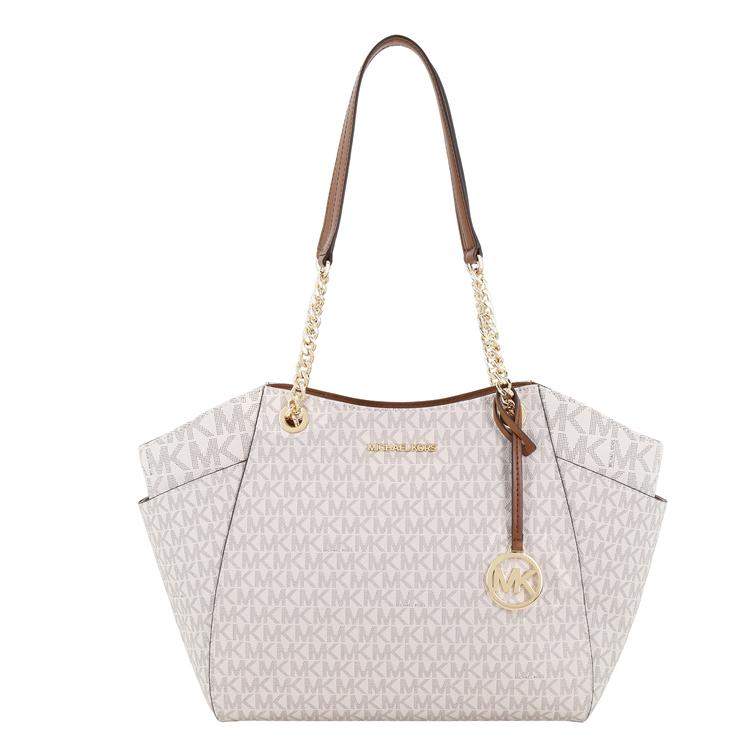 Michael Kors MK Pratt Сумка-тоут на молнии из покрытого холста Сумка для покупок Сумка через плечо Сумка на плечо Большая женская тоут 35S4GTVT3B-VANILLA
