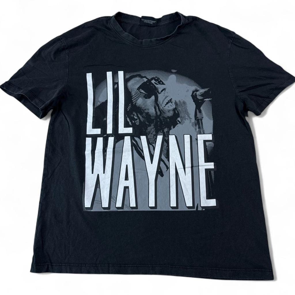 Футболка Lil Wayne Взрослая Размер Medium Черная Винтажный Стиль Большой Логотип Хип-Хоп Футболка