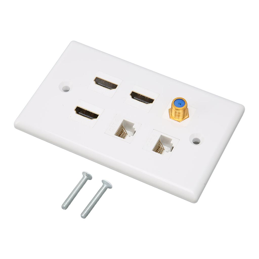 HD Multimedia Interface Wall Plate 6 Ports TV F Head CAT6 Network AV Wall Plate for Home