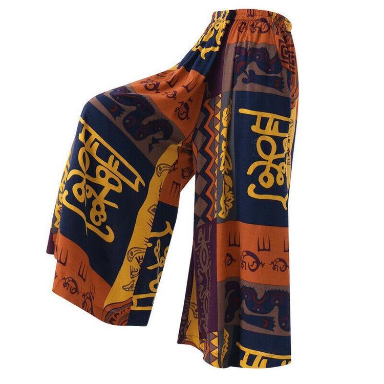 Bohemia Style Women Wide Leg Long Pants Female Large Size Loose Trousers
