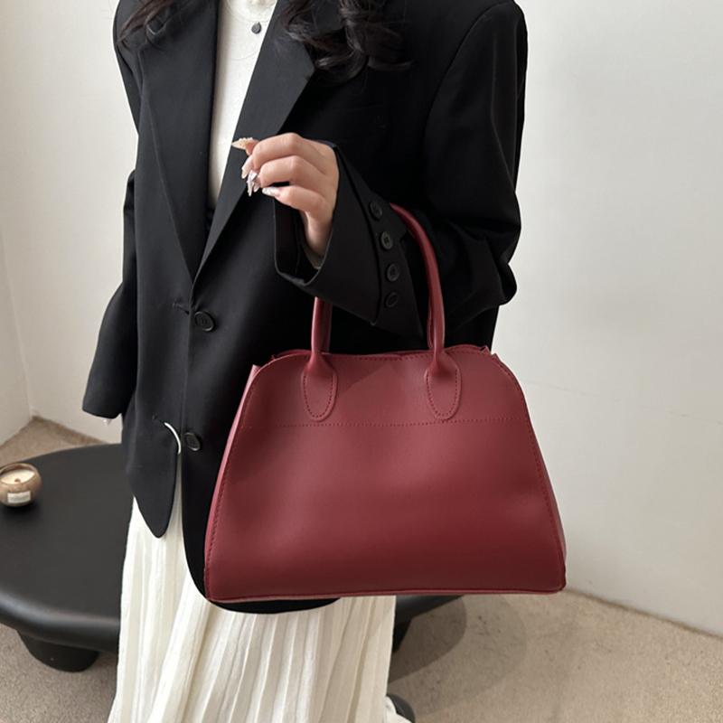 Red Color Large Size Women Handbags Retro Pure Color Shoulder Shopper Tote Bag Luxury Designer Handbags KTY