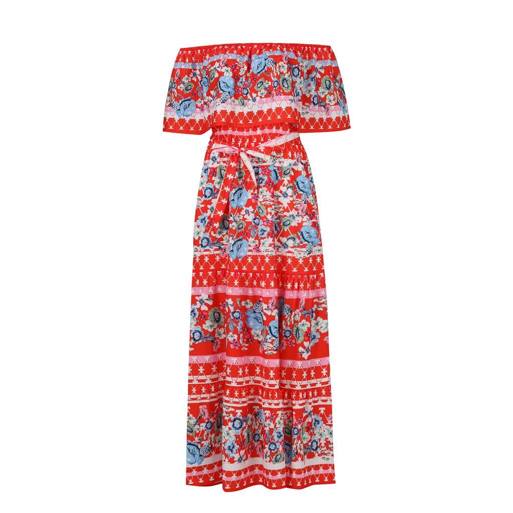 Модное женское повседневное летнее свободное платье с эластичной талией и принтом на талии