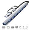 Адаптер-разветвитель из алюминиевого сплава, высокоскоростной, OTG, Type-C HUB, USB 3.0 расширитель, док-станция, 7 портов