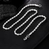 16/18/20/22/24 Inch 4mm Twisted Rope Chain 925 Sterling Silver Wedding Necklace