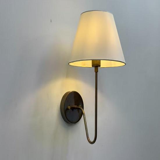 Antique Brass Wall Sconce | 1950s Wall Lamp with Shade | Mid Century Modern Wall Light | Wall Mounted Lighting Fixture
