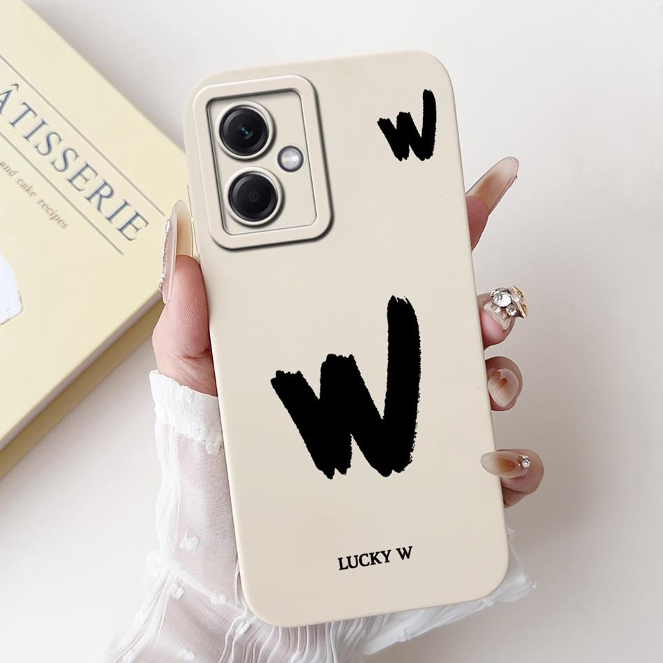 For Xiaomi Redmi Note 12 5G Lucky Initial Letter Phone Case For Redmi Note 12 Pro 5G Note12 Soft Silicone Shockproof Bumpers