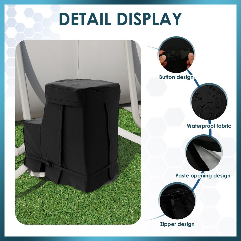 Pool Pump Cover Waterproof Silver Lining Lid Practical Pool Pump Cover Tightly Strapped Pool Pump Cover For 4-16inch Filter Pump