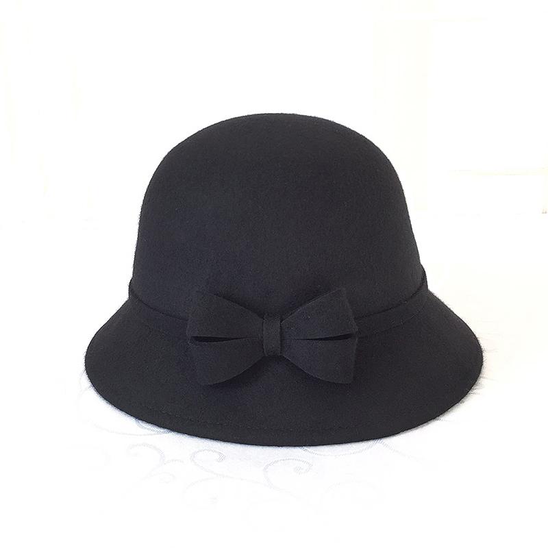 Женская шерстяная шляпа-федора для взрослых, зимние теплые шляпы-федоры, рыбацкая кепка с широкими полями, осенне-зимняя кепка для бассейна, элегантная кепка с бантом B-8788