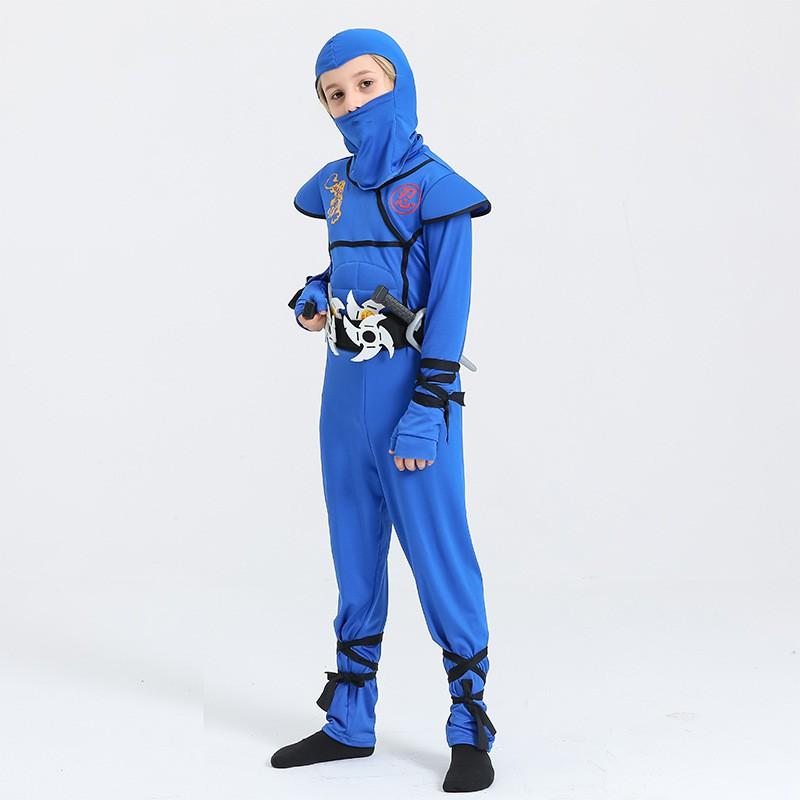Kids Ninja Costume Set Halloween Cosplay Game Role Play Outfit Black Blue Red