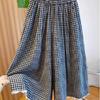 Extra-large Black and White Checkered Sweet and Cool Nine-inch Wide-leg Skirt