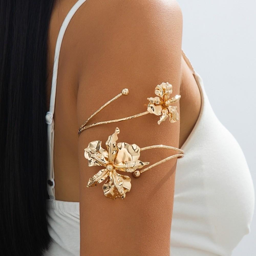 Enamel Glaze Butterfly Orchid Bracelet Floral Flower Armband Fairy Open Arm Bangle  Hand Jewelry