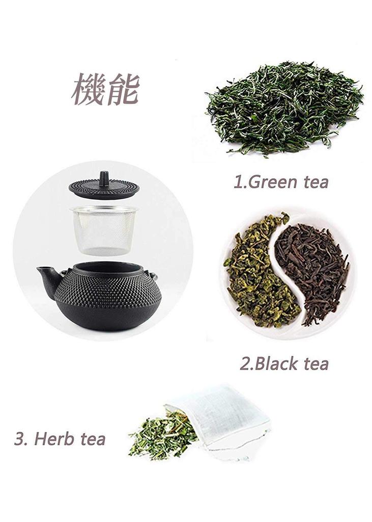 Iron Teapot, Iron Teapot, No Enamel, Iron Supplement, Tea Strainer Included, Stylish Teapot, 300ml, Induction Cooktop Compatible
