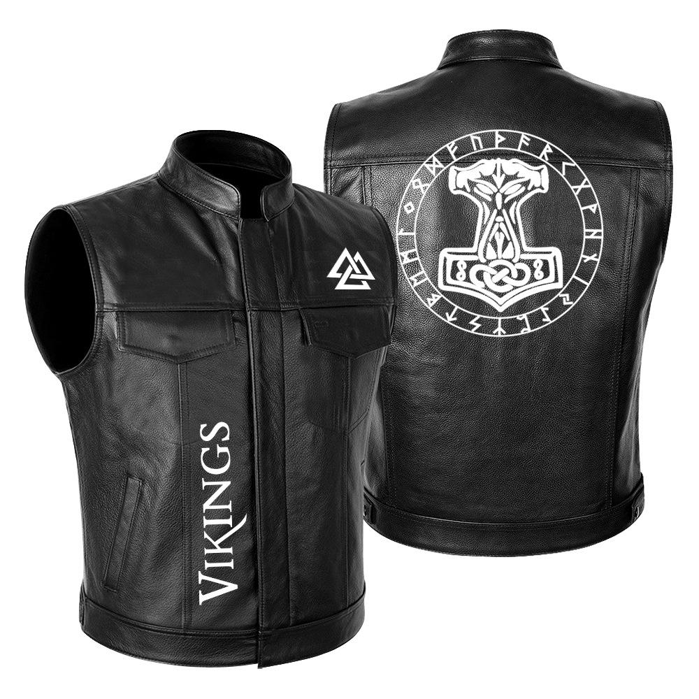 American Drama Ghost Ghost Evil Force Winchester High-end Locomotive Leather Jacket Vest Men's Knight Leather Jacket