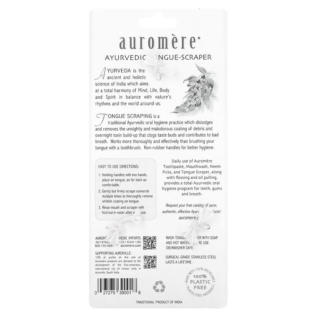 Authentic Ayurvedic Tongue Scraper, 1pc