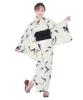 Yukata Change Set Heiko Junior Girls Kuroageha Illusion [KYOETSU] Set, Yukata, Two-Part Type, Girls, Unbleached, Weave, 3-piece (Yukata, Obi, Geta),