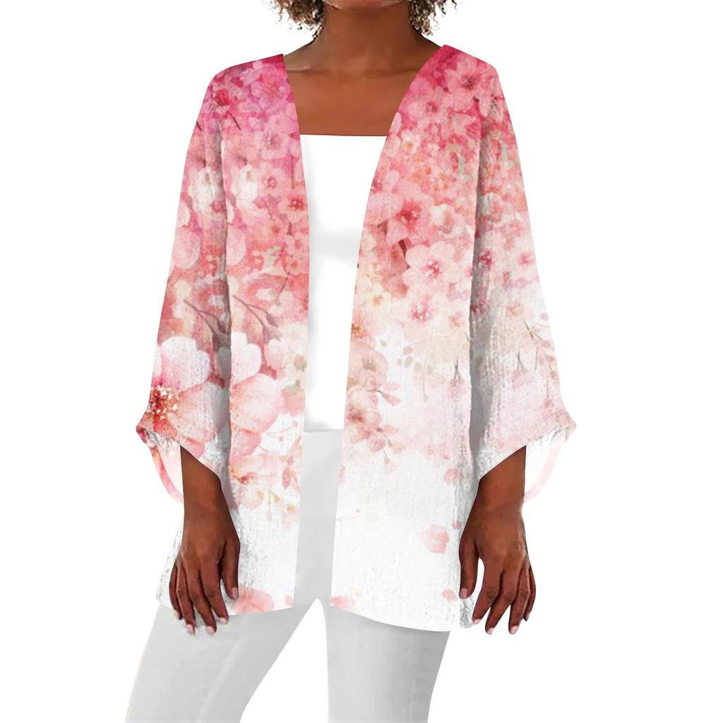 Женская повседневная модная легкая куртка средней длины с принтом в стиле ретро, ​​кардиган