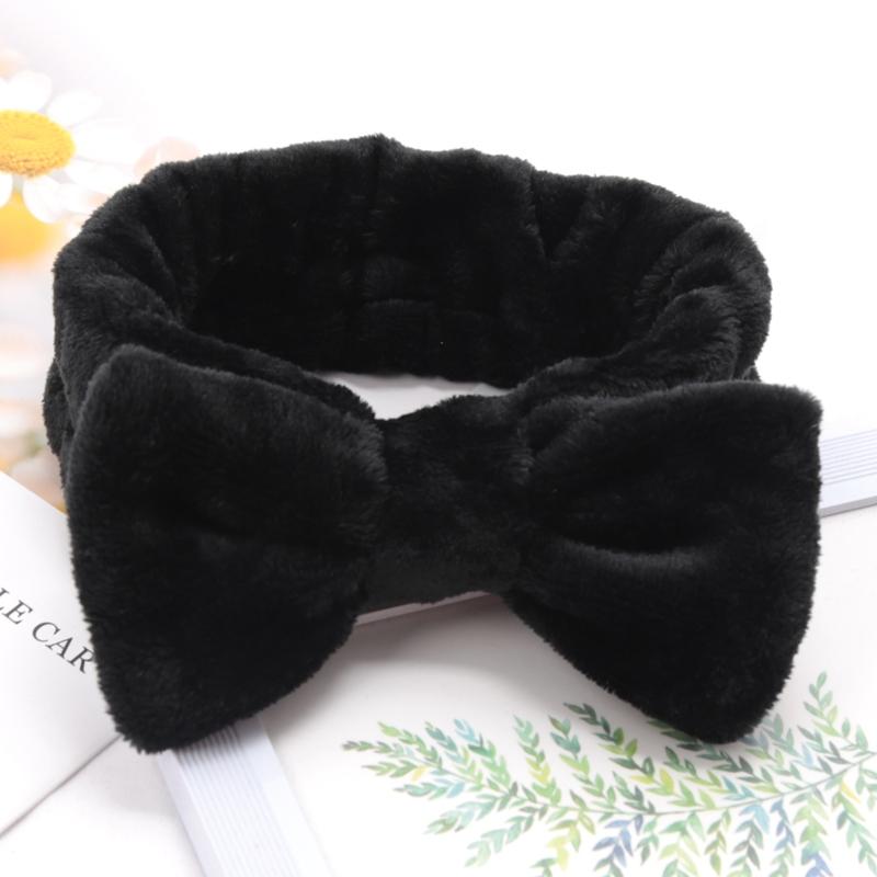 Soft Bow Headbands SPA Yoga Big Solid Color Coral Fleece Elastic Hair Bands Women Washing Face Cute Makeup Hairband Accessories