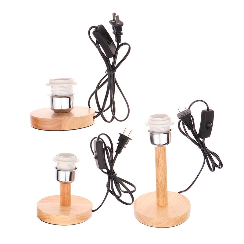 E27 патрон лампы круглый твердый деревянный держатель с шнуром включения выключения для настольной лампы прикроватный держатель лампы для домашнего освещения