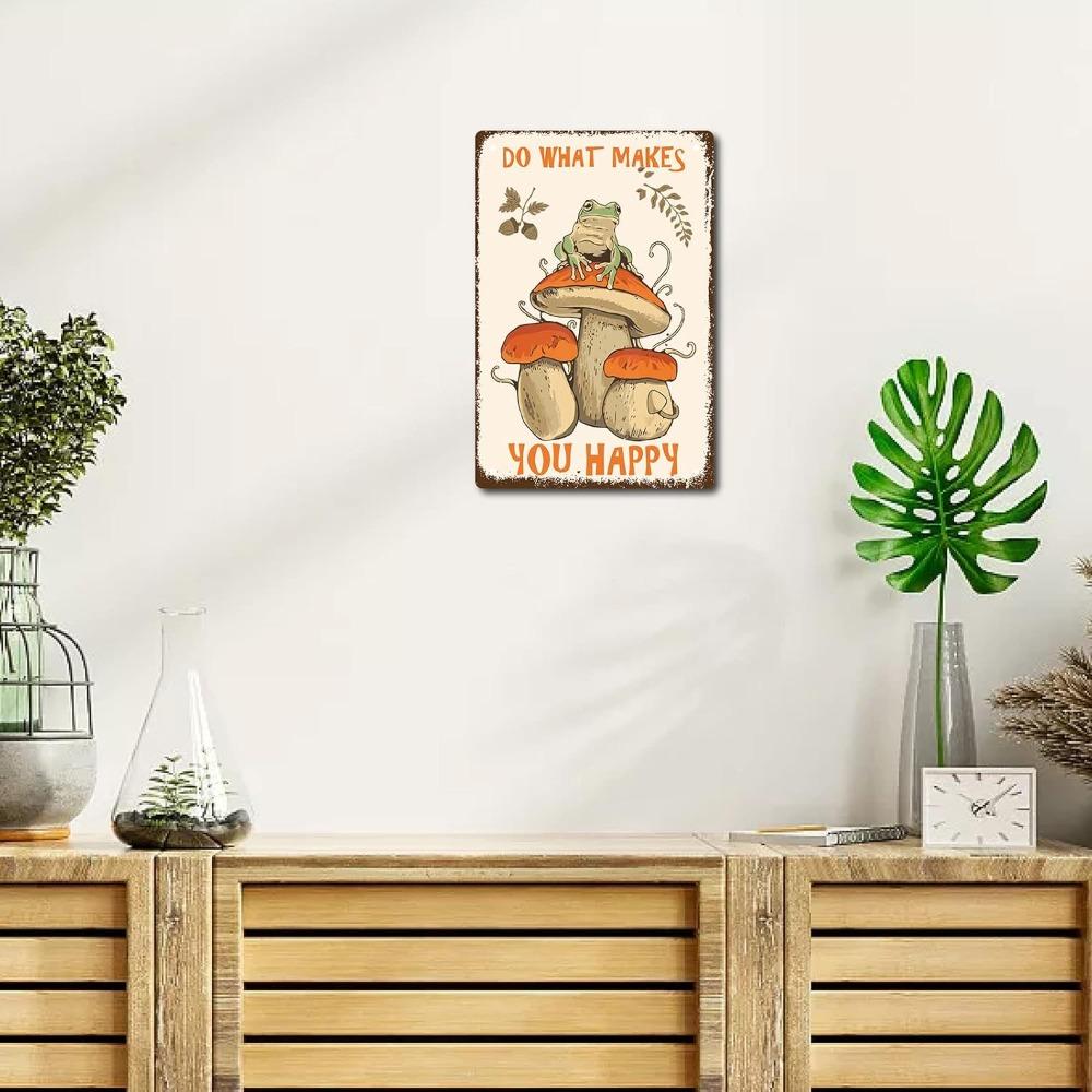 CREATCABIN Металлическая табличка Гриб Лягушка - Винтажное металлическое настенное искусство, Декор для дома, кухни, подарок