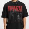 Мужская однотонная футболка Streetwear с фото бойца и смелым красным текстом