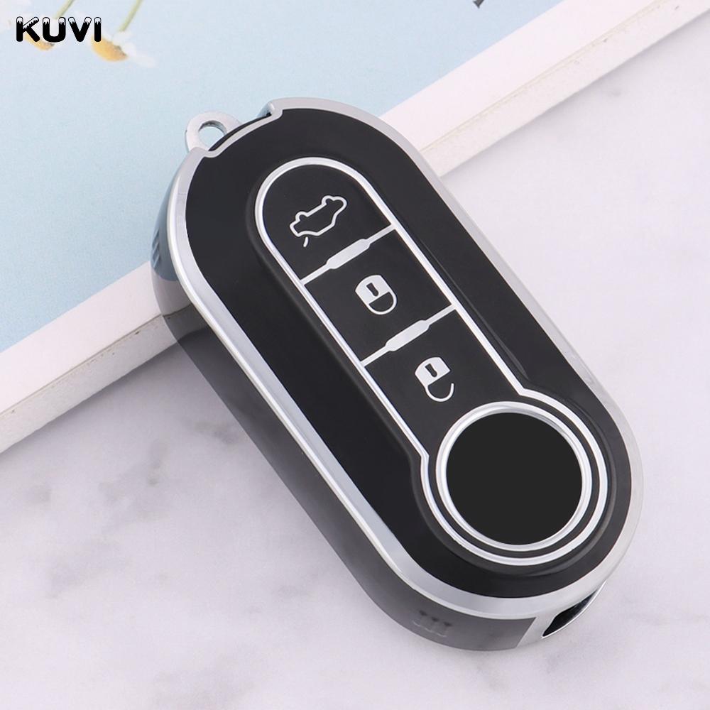 3 Buttons TPU Car Flip Key Case Cover for Fiat Ducato 500 500L Panda Grande Punto Lancia Musa Auto Shell Fob Accessories