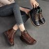 Genuine Leather Retro Ankle Boots Casual Solid Color Soft Soled Short Boots Versatile Women's Shoes