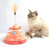 Four Layer Cat Toy Rotating Ball Cat Amusement Plate Automatic Cat Playing Stick Feather Cat Rotating Ball Space Tower Game Toy