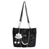 Stylish Large Capacity Student Tote Bag For Women In Trendy Street Style Available In Black Blue Pink And Cream