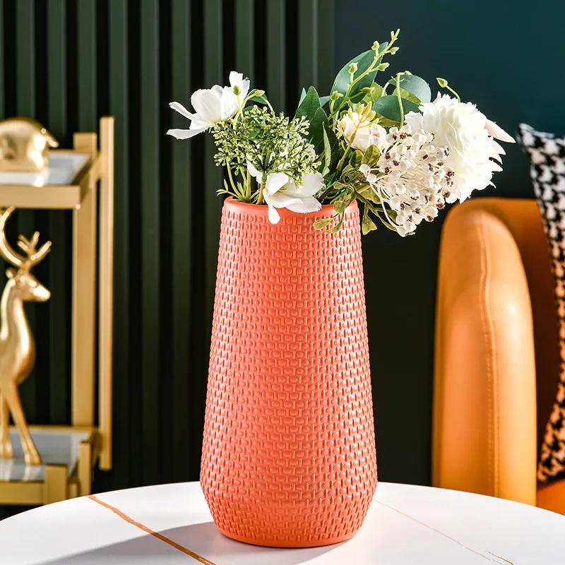 Large Modern Flower Vase Plastic Vase Flower Pot Basket Nordic Home Living Room Decoration Ornament Flower Arrangement