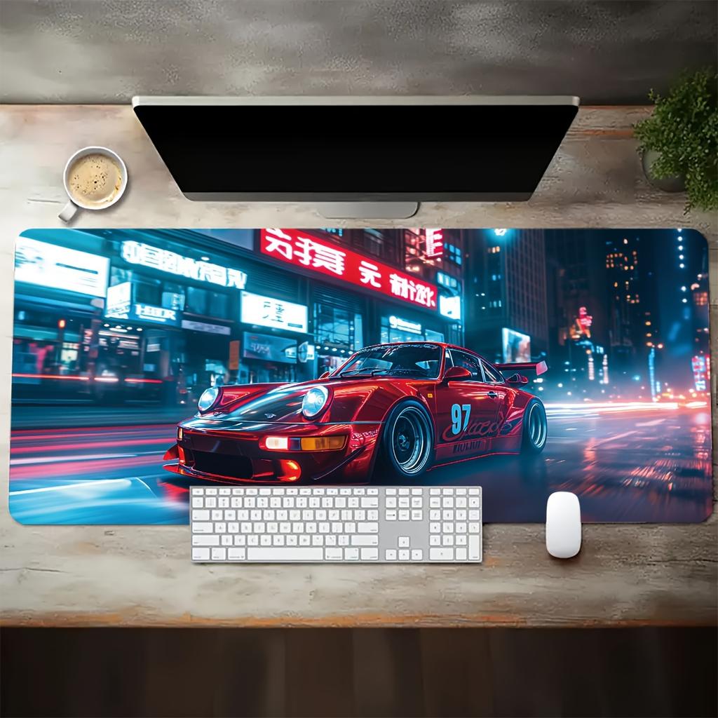 Large Red Sports Car Gaming Mouse Pad Non-slip Sewn Edge Home Office and Work Desktop Accessories Gaming Gamer Computer Desk Pad