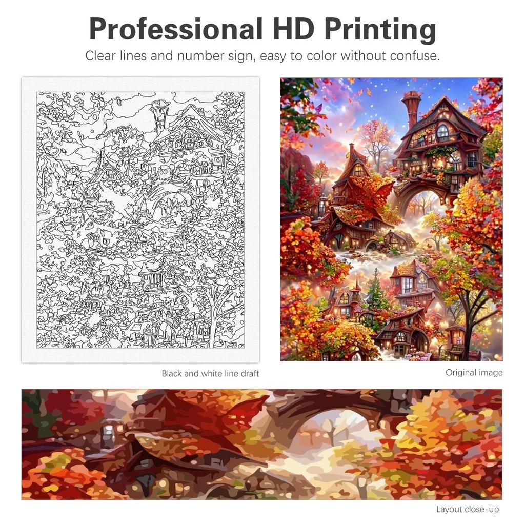 Frame Painting By Numbers Kits Abstract House Acrylic Paint On Canvas Landscape Picture By Numbers Painting For Home Decors Diy Gift 40x50