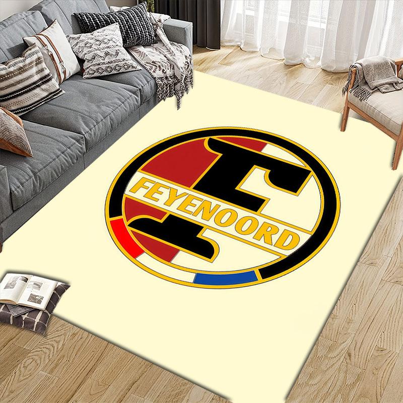 Feyenoord Flannel Printed Carpet, Home Sofa Decoration for Living Room & Bedroom, Non‑Slip Play Flannel Floor Mat for Game Room