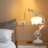 110V E26 Green Flower Petal Table Lamp Bedroom Rose Holder Night Light Glass Lampshade Indoor Lighting Fit 3-5m² Area