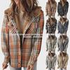 Women's Plaid Woolen Hooded Coat - 2024 Autumn/Winter Casual Plus Velvet Warm Jacket